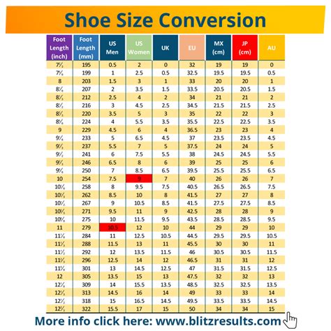 Shoe Size Converter Charts